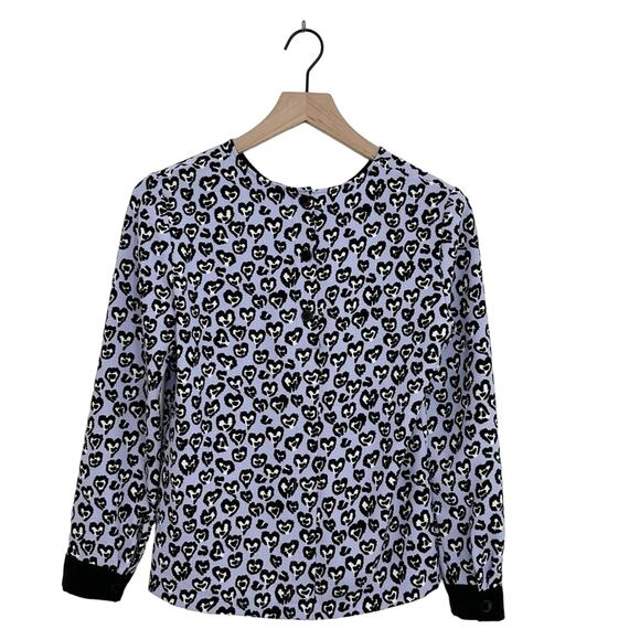 Sandro Rina Purple Heart Patterned long sleeve Blouse Top - Picture 3 of 8